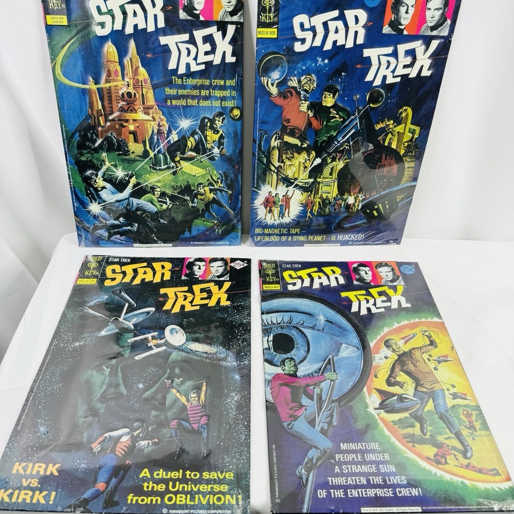 4 Star Trek Gold‎ Key Comic Metal Tin Sign Lot #90210 208 305 407 509 Kirk Spock